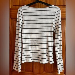 Madewell Black and White Striped Long Sleeve Tee